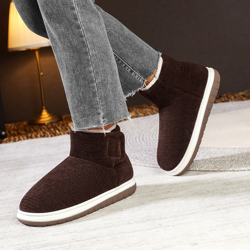 European cotton velvet plush cotton slippers men's and women's indoor cotton-padded slippers fleece-lined thick-soled cotton-padded shoes for Grandpa and Grandma foreign trade shoes