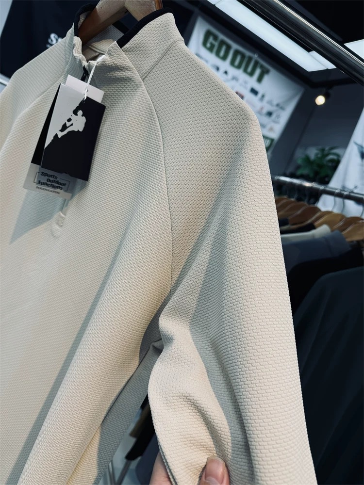 Camiseta deportiva para hombre de otoño/invierno — cuello medio con media cremallera, transpirable, manga larga, ideal para fitness y outdoor