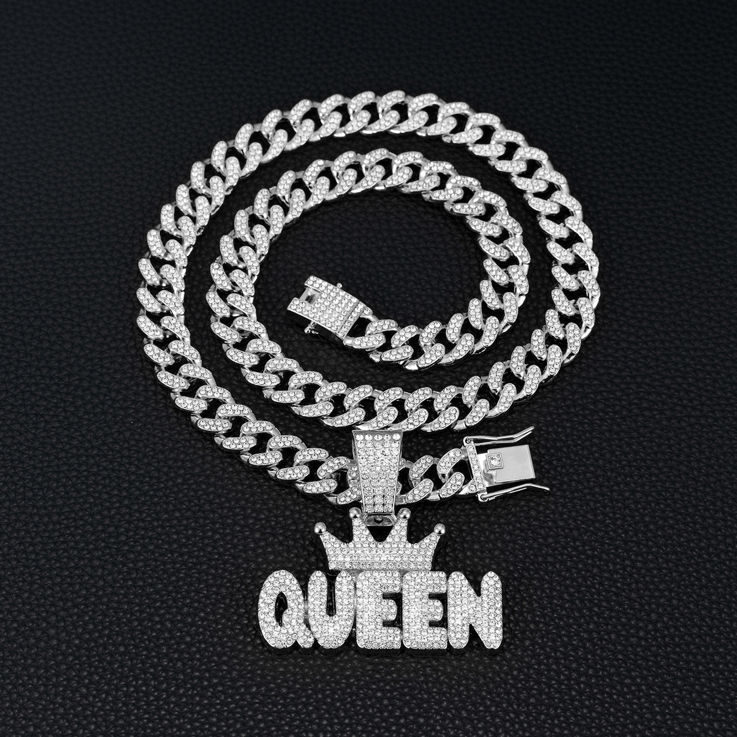 Hip-Hop Letter Crown Alloy Diamond Men's Pendant Necklace Seed Bead Jewelry display picture 9