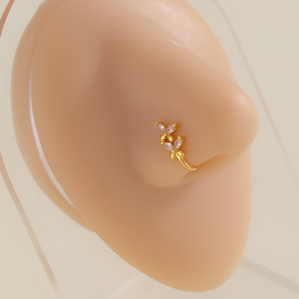 Copper Inlaid Zircon Flower Love Nose Clip Nose Ornaments Puncture-free Jewelry for Men and Women detail image 11