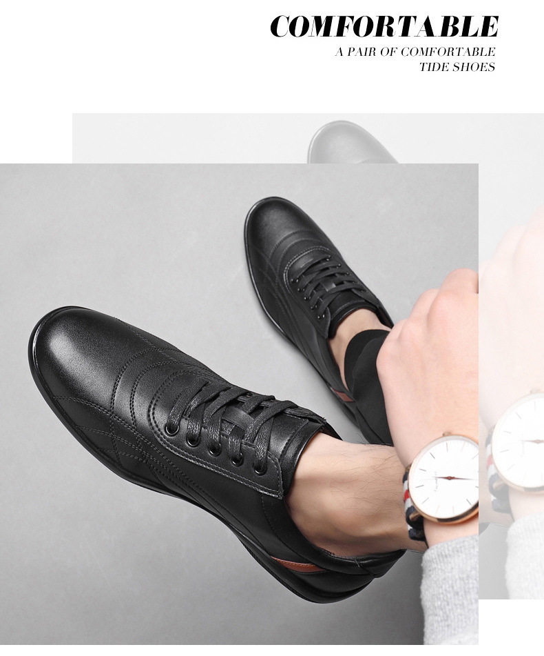 Giày thể thao nam da bò thoáng khí, giày lười đa năng phong cách casual, đế cao 2,5 cm — GX2385 màu trắng, GX2385 màu xám, GX2385 màu đen chi tiết 19