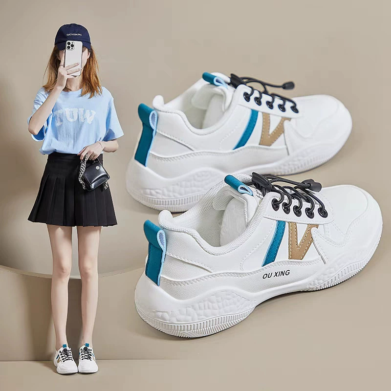 Износостойкие белые кроссовки для девочек, школьная обувь, новая модель 2025 года, повседневные спортивные туфли для старшеклассниц, универсальные кроссовки на плоской подошве