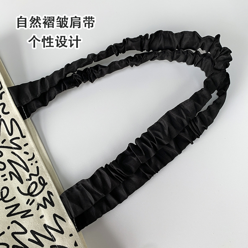 Lindo bolso de lona para perro gato, hombro femenino, arte de verano, dibujos animados frescos, bolso de comercio exterior de gran capacidad para estudiantes