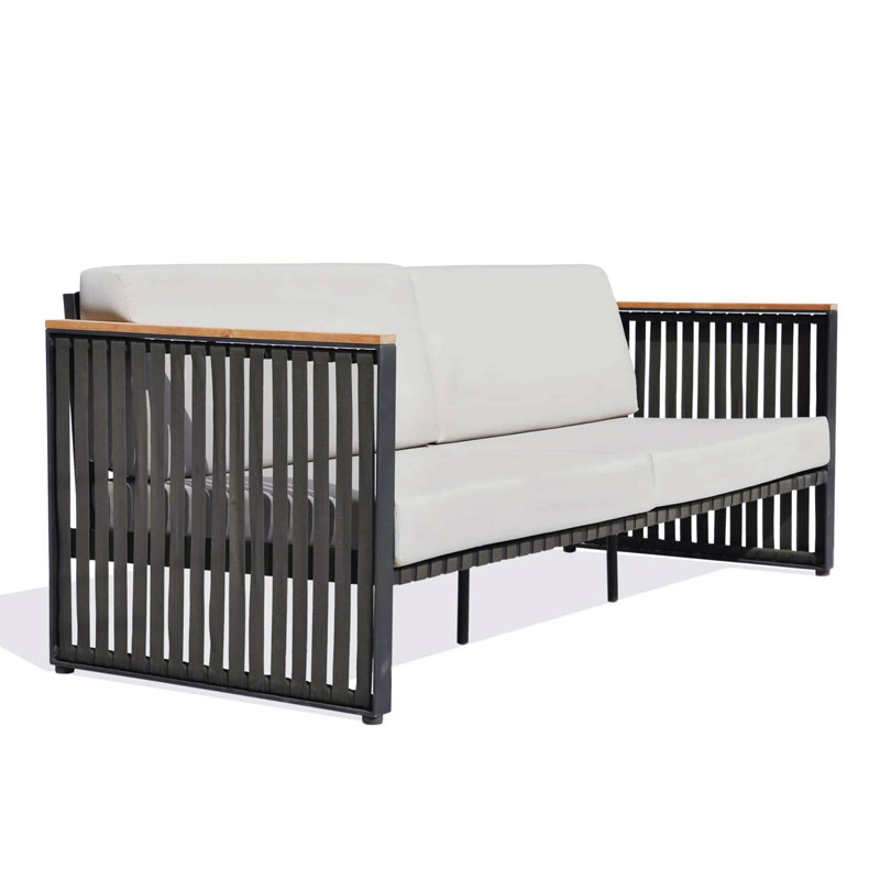 Sofá al aire libre Patio al aire libre Balcón al aire libre Aleación de aluminio Cuerda de teca Tejida Ocio Silla de ratán Muebles de jardín