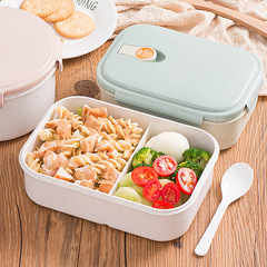 小麥秸稈飯盒微波爐加熱便當盒上班族大容量分隔型帶蓋學生餐盒