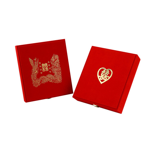 Factory Wholesale High-Quality Red Velvet Lucky Lock Five-Piece Set Bridal Wedding Engagement Jewelry Set Wedding Celebration Gift Box