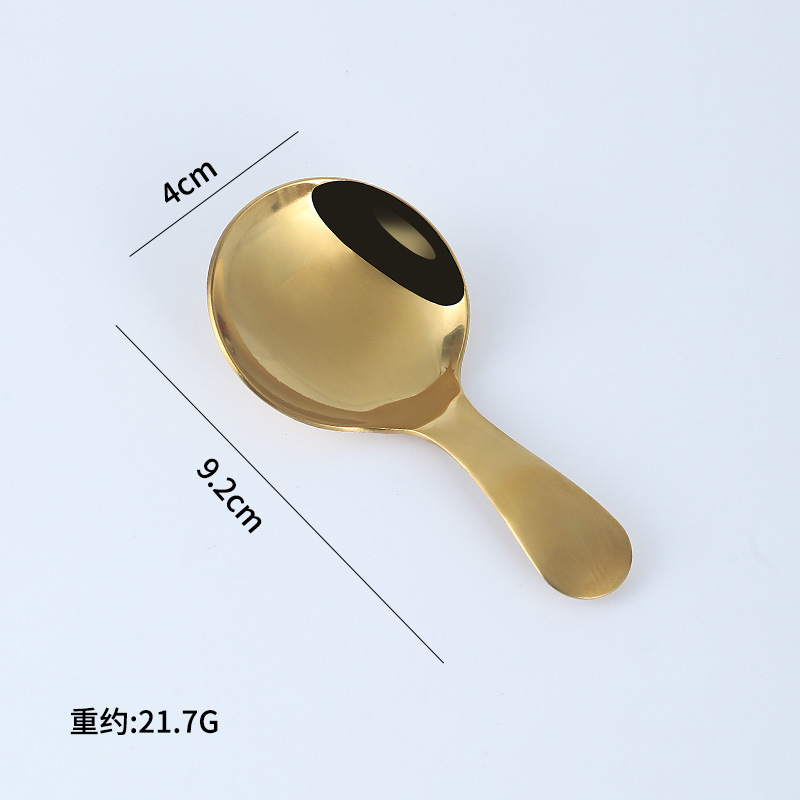 304 cuchara de acero inoxidable subred rojo coreano creativo mango corto cuchara de los niños lindo postre helado cuchara té Chapado en titanio cuchara redonda