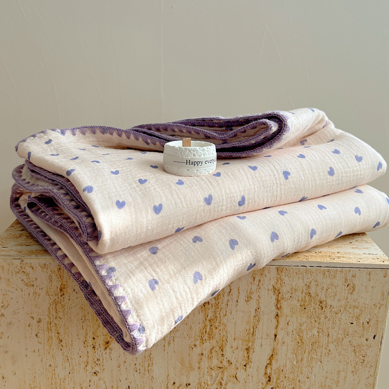 Una colcha fresca de verano de hilo de doble capa para niños, colcha de verano de algodón puro, colcha de aire acondicionado lavable a máquina, colcha fina para bebé