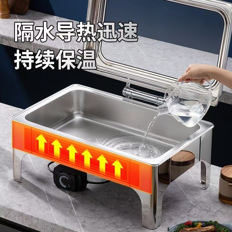 金メッキステンレス油圧セルフ保温食事炉商用布菲炉ホテルレストラン朝食炉アルコール電気加熱|undefined