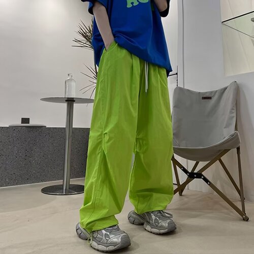 Colorful thin-fitting casual straight-leg long pants for men, trendy hip-hop street style couple wide-leg pants for youth, spring and autumn wear