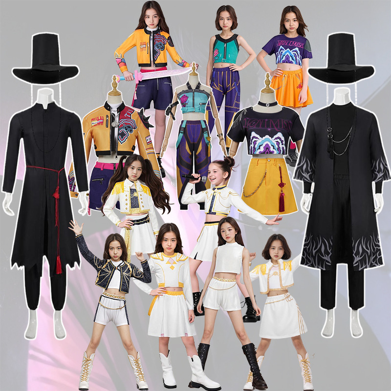 跨境 欧美新款女孩恶魔猎人 流行歌手万圣节服装装扮舞台套装服装|undefined