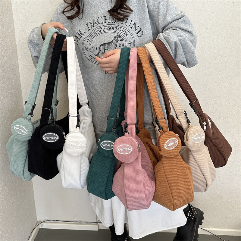 Autumn New Corduroy Women's Bag 2025 New Fashion Women's Bag Textured Mother-Daughter Bag Casual Shoulder Crossbody Bag