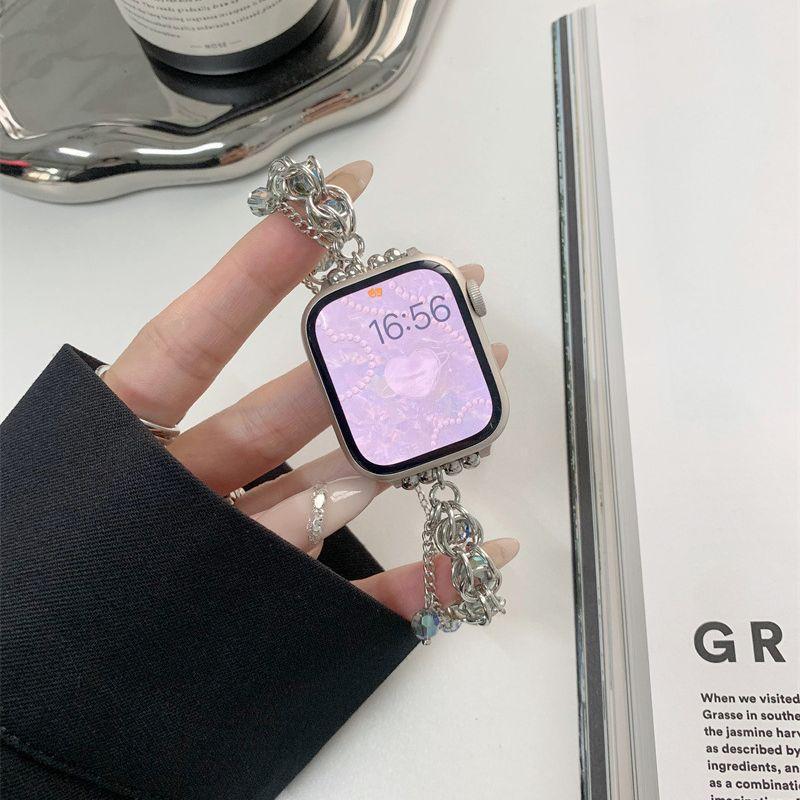 Suitable for 8iwatch7 metal Apple Watch se65 Crystal tassel niche advanced new summer factory direct sales Suitable for 8iwatch7 metal Apple Watch se65 Crystal tassel niche advanced new summer factory direct sales