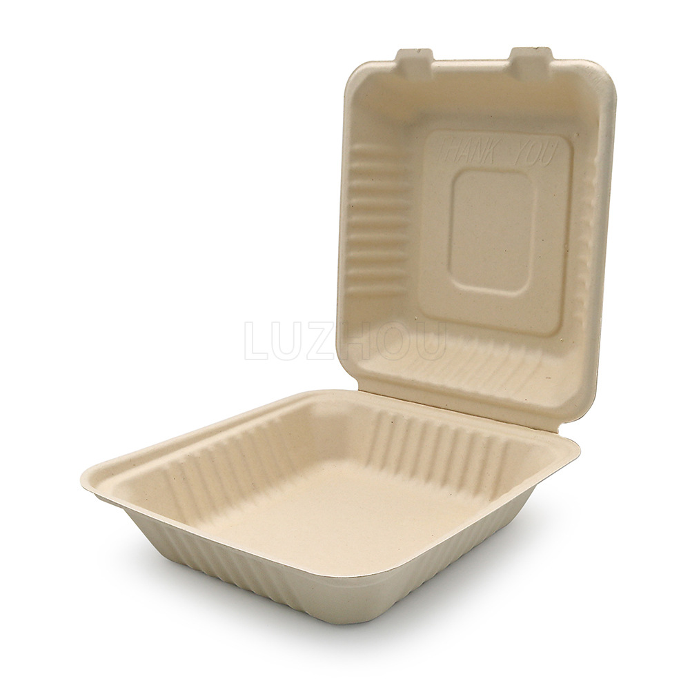 Shaogeng oasis Pulpa de caña de azúcar Pulpa de bambú fiambrera P8-inch ecológico vajilla desechable degradable compostable