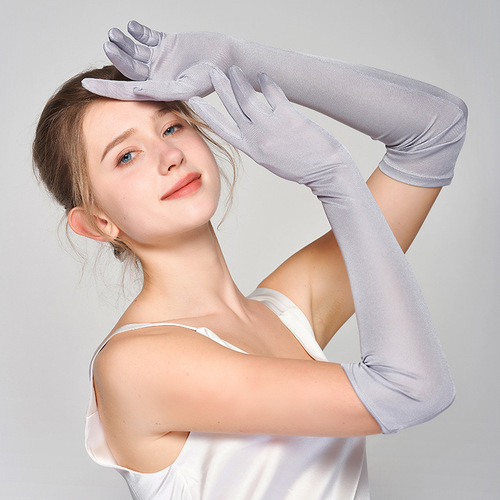 Yue Yue Sunscreen Sleeve Socks for Women, Silk Summer Solid Color Mulberry Silk Driving Sun Shield Long Sleeve Arm Socks for Women