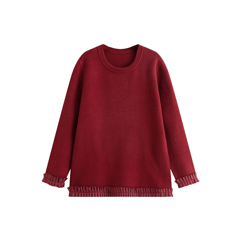 Winter knitted sweater for leisure with a round collar, plus size