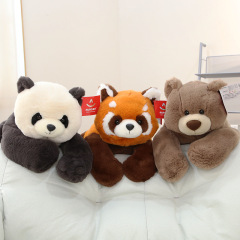 吾盧拉背背系列熊貓趴趴熊毛絨玩具棕熊紅熊貓玩偶娃娃公仔抱抱熊