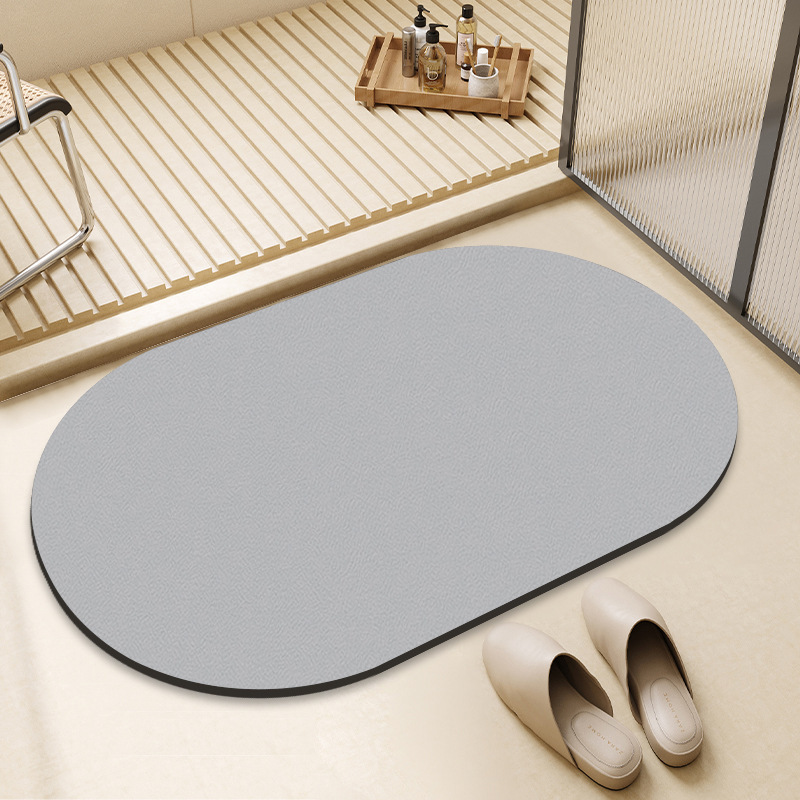 Tapis d'entrée de salle de bain uni, absorbant, à séchage rapide et antidérapant en diatomite, couleur transfrontalière._voghion.com