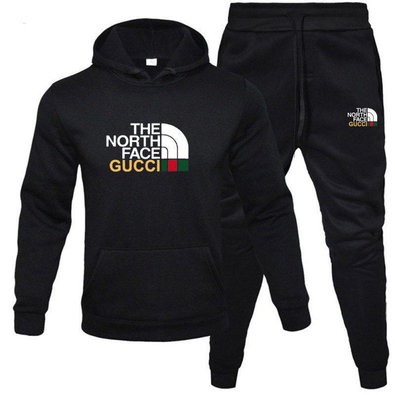 Cross-Border New Men's Winter Hoodie Sweatshirt Suit Plus Velvet Warm Casual Suit Pullover Sportswear for Men