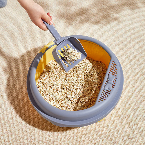 Semi-closed cat litter box extra large cat toilet with foot pedal sand leakage cat poop pan large space anti-splashing with shovel included
