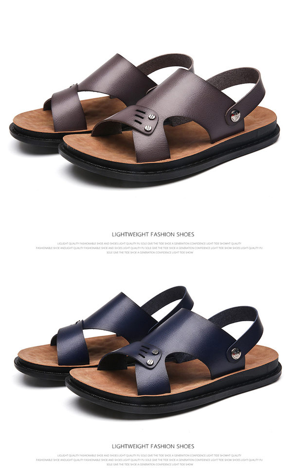 Dép sandal nam quai ngang hở ngón thoáng khí đi biển — Màu nâu, Xanh lam đậm, màu nâu đỏ, Đen toàn bộ chi tiết 24