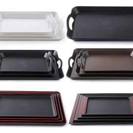 长方形日式饭店端菜盘食堂餐具餐厅上菜托盘密胺方形食堂快餐盘