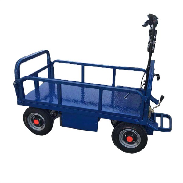 Electric three-wheel flatbed truck on four wheels