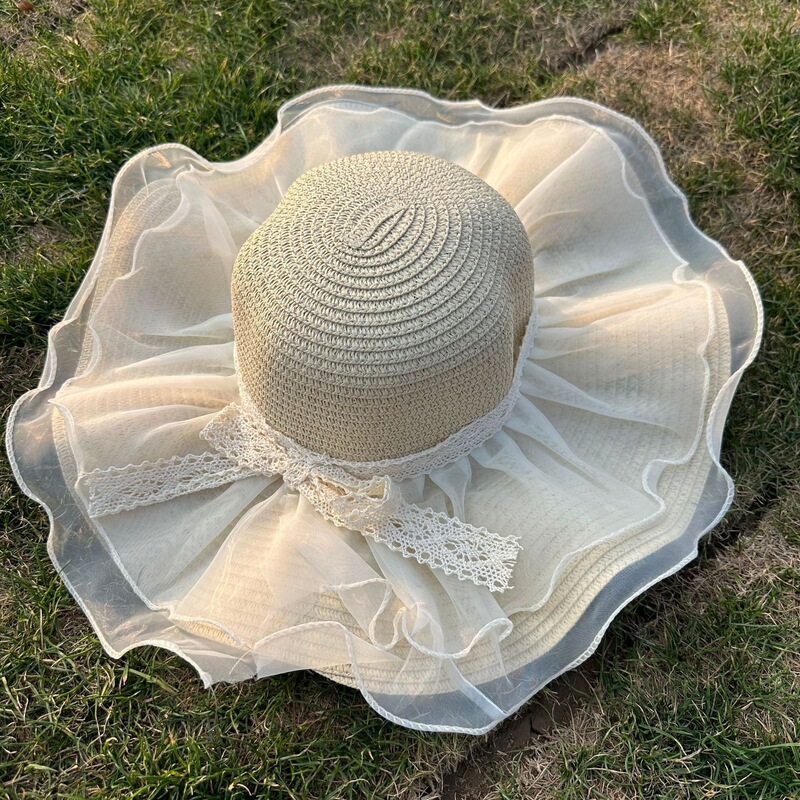 Vacation Boy's Hat with Large Brim, Sun Protection Sun Hat, Beach Lace Sun Protection Sunshade, Bowknot Straw Hat That Makes the Face Look Smaller Vacation Boy's Hat with Large Brim, Sun Protection Sun Hat, Beach Lace Sun Protection Sunshade, Bowknot Straw Hat That Makes the Face Look Smaller