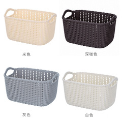 籐編み収納バスケットデスクトップ小さな収納バスケットプラスチック収納フレーム雑品収納ボックススナック浴室洗濯収納バスケット