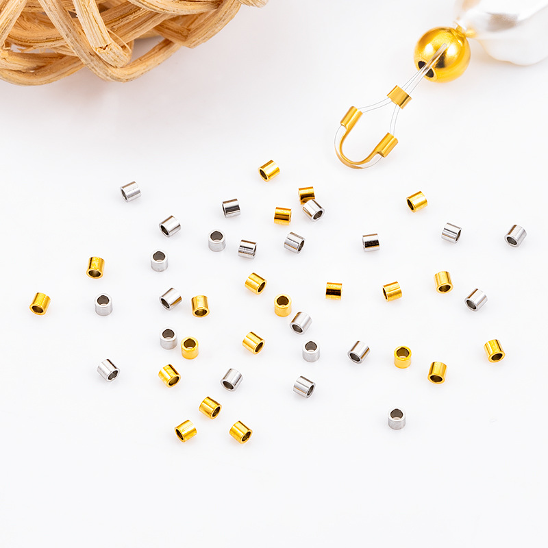 Stainless steel positioning tube can be clamped flat positioning bead non-fading bracelet finishing fixed bead finishing buckle jewelry diy