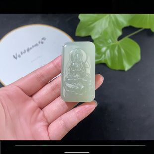 Jin Yu Tang Xinjiang [Guanyin Blessing] Exquisite Hotan Jade Lake Water Green Guanyin Pendant Ice Bottom Oily