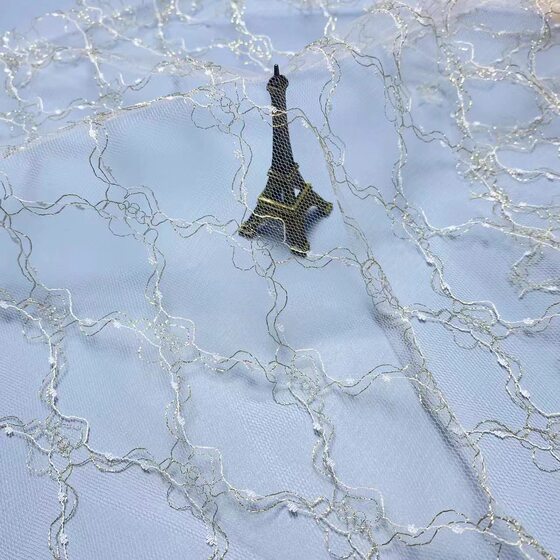 Lace mesh gold and silver mesh fabric children's clothing gauze skirt stage clothes doll clothes diy toy decorative fabric