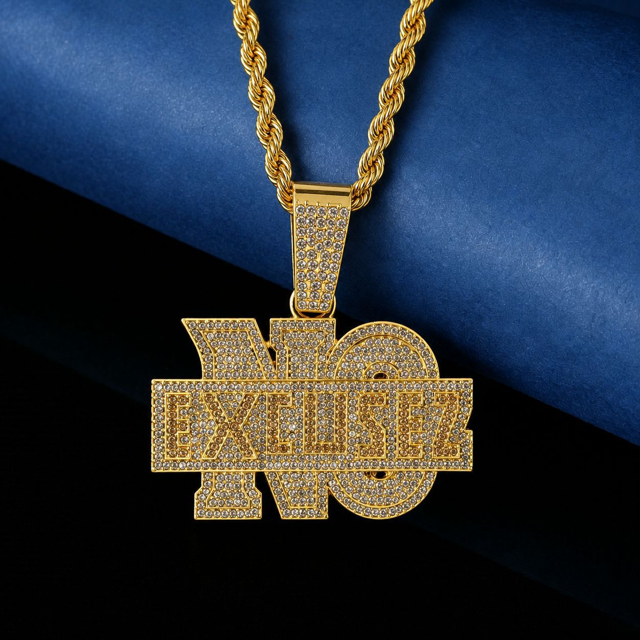 Exageración de moda transfronteriza NO EXCUSEZ colgante de letras inglesas con cadena de torsión de 5 mm cadena de diamantes cubana de hip hop