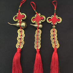 Fulu Town House Gourd Five Emperors Money Real Copper Coin Pendant Phnom Penh Rich Knot Hollow Hanging Ornament Chinese Small Gift