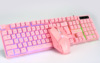 Keyboard, fuchsia mouse, laptop suitable for games