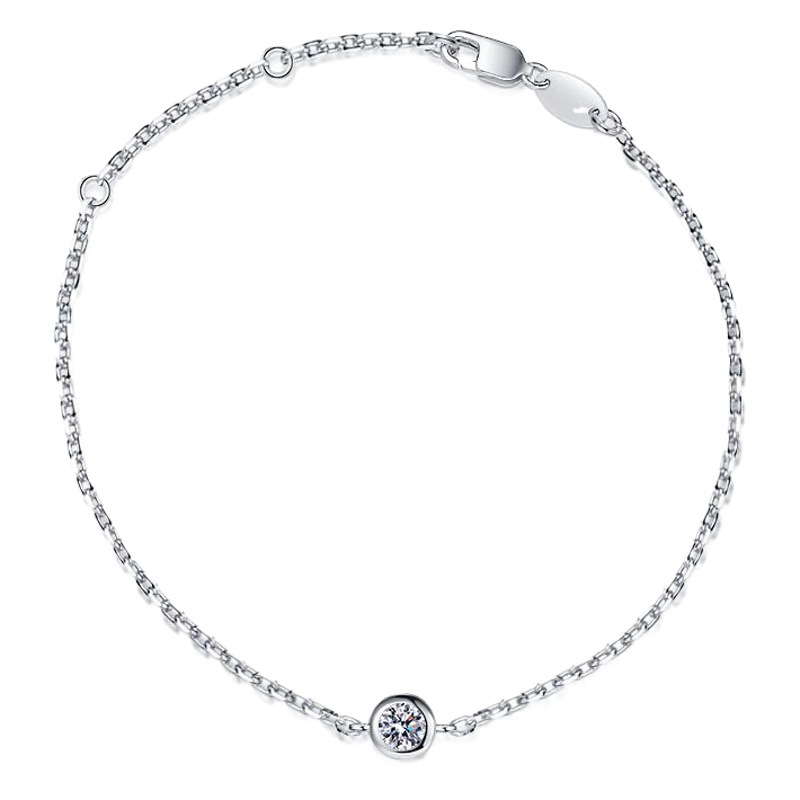 S925 plata esterlina francés París Lucky burbuja solo diamante 30 puntos moissanite pulsera platino plateado diamante pulsera para las mujeres