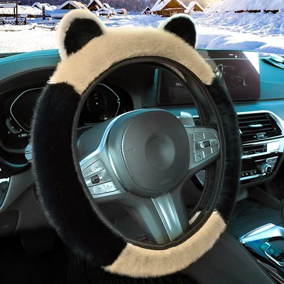 car handle cover high-grade texture – Steering wheel cover - black-beige-38cm