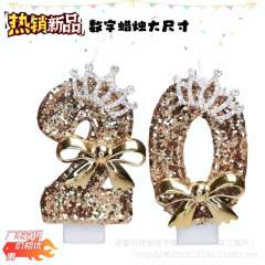 创意皇冠蝴蝶结数字生日蜡烛亚马逊跨境电商气氛派对蛋糕配饰用品