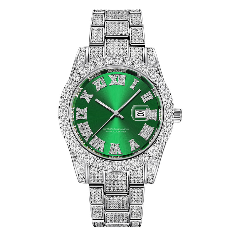 Reloj de marca de hip hop para hombres AliExpress fantasma de agua diamante estrellado calendario de oro reloj de cuarzo para hombres suministro de wechat