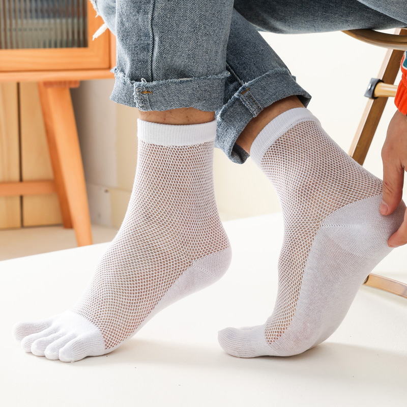 Summer thin solid color breathable socks for toes