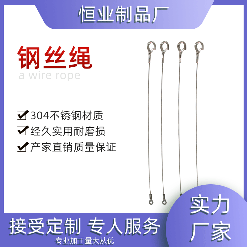 厂家供应304不锈钢挂画钩钢丝绳防坠绳 灯饰悬挂带钩灯具钢丝绳
