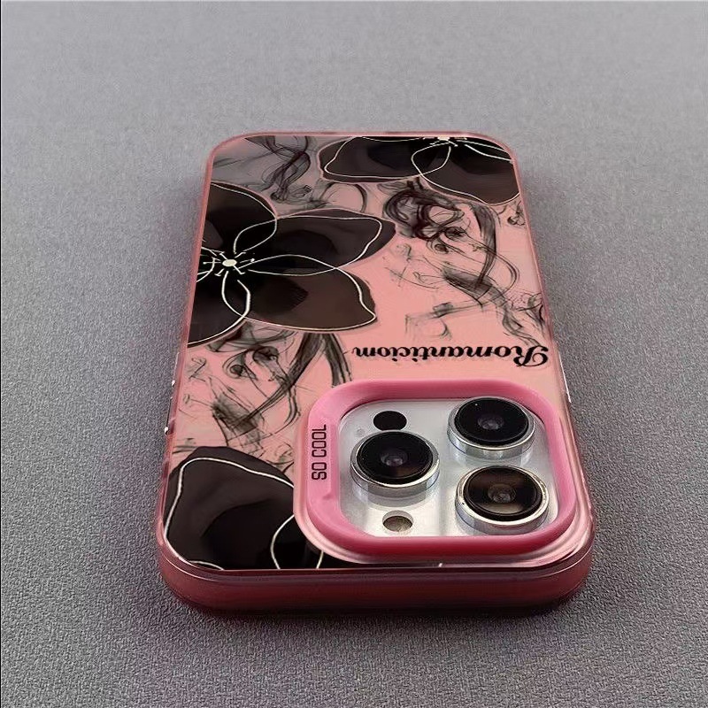 Cáscara plateada de color-rosa-oro negro Camellia