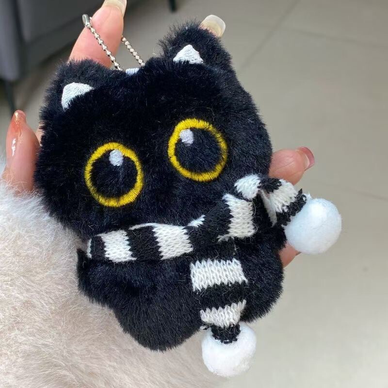 新款黑猫玩偶毛绒公仔挂件可爱猫咪包包挂饰情侣礼物ins学生礼物|undefined