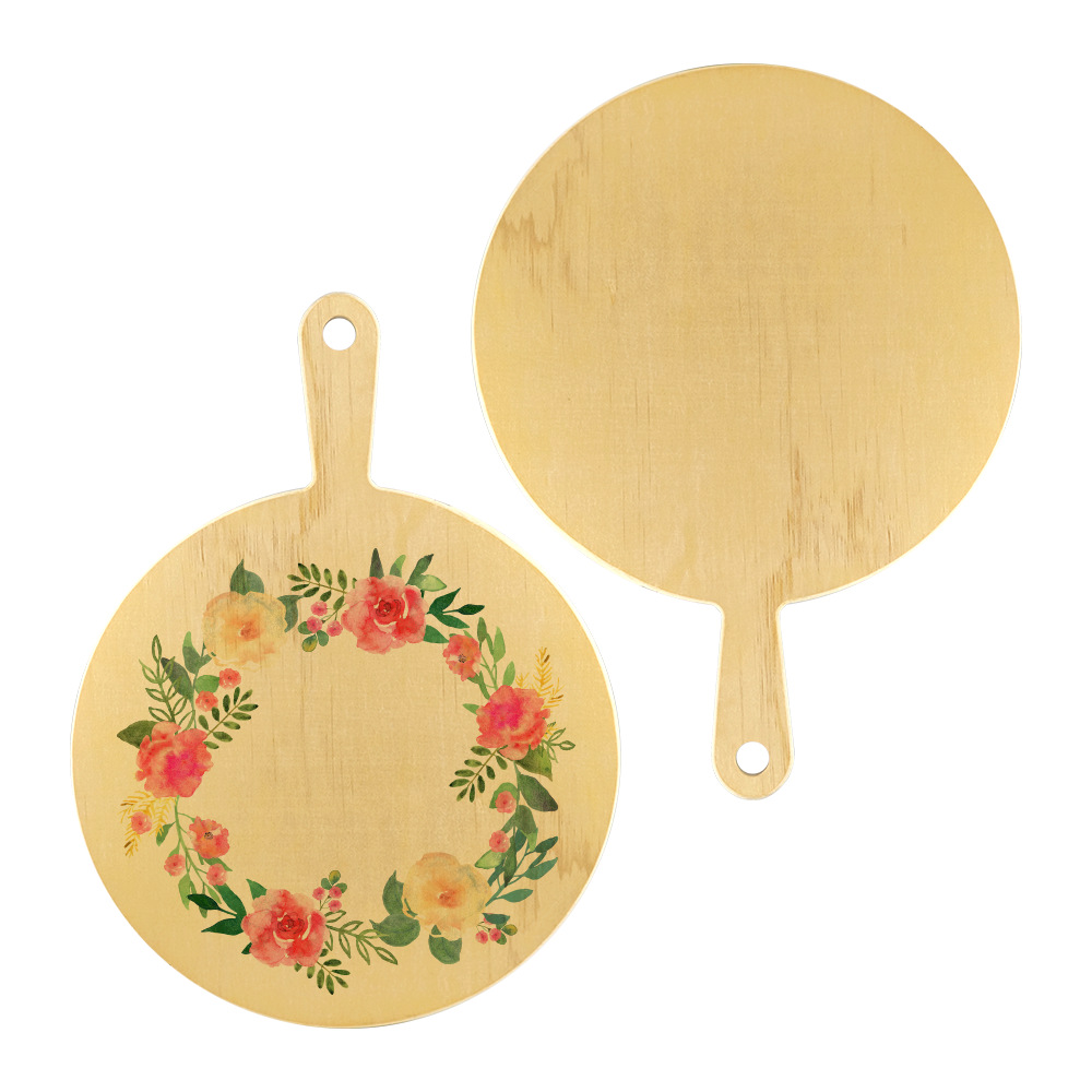 Suministro directo de fábrica de madera contrachapada en blanco de sublimación, agarre redondo, placa de pizza, hogar al por mayor