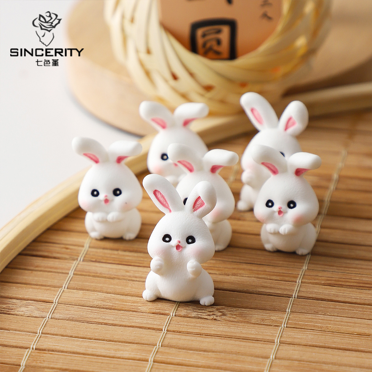 Nuevo Festival del Medio Otoño de resina de conejo colgante decoración caja de regalo embalaje de regalo DIY material florista