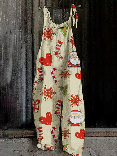 2024 New Arrival Women's Fashion Cross-Border Apparel: Amazon European and American Style Spring/Summer Sweet Christmas Print Retro Jumpsuit
