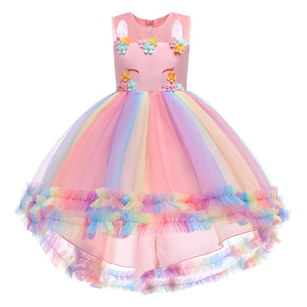 Comercio exterior Amazon nuevo unicornio vestido de los niños vestido de princesa de la muchacha vestido de los niños vestido de princesa