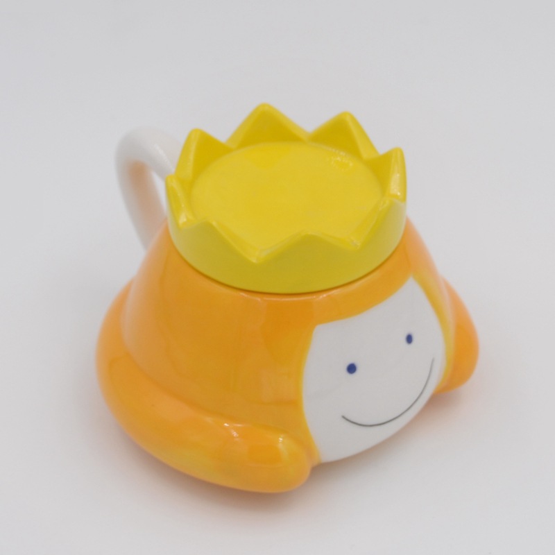 Taza de princesa creativa de cerámica Taza de corona Taza de dibujos animados 3D Taza de diversión para niños Taza de café