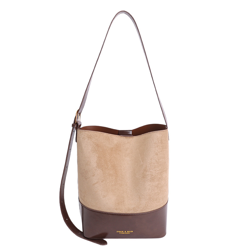 Gran capacidad de hombro bajo la axila bolso de cubo de agua para mujeres ventas calientes nueva textura de alta calidad de seda empalmado bolso de color contraste