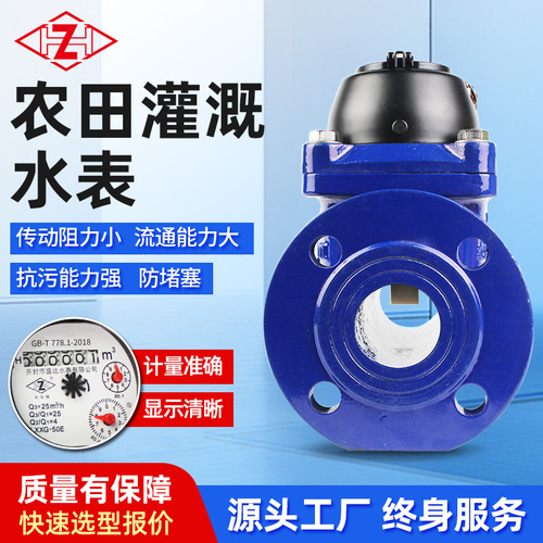 水平螺翼式农田灌溉水表铸铁壳可拆式大口径机械水表农村环境计量